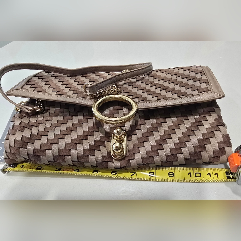 Sondra Roberts Brown Woven Clutch with Gold Chain - Picture 4 of 5
